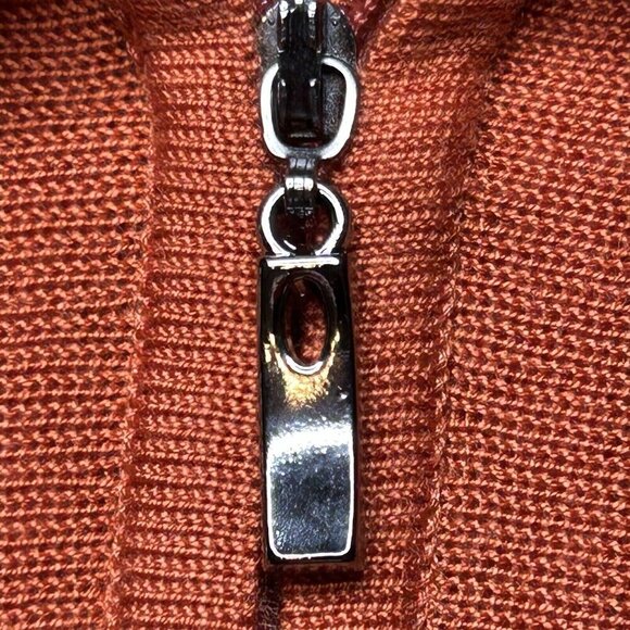 Crocodile Sweater Mens Medium Quarter Zip Polo Sweater Orange Retro Rockabilly - Picture 6 of 13